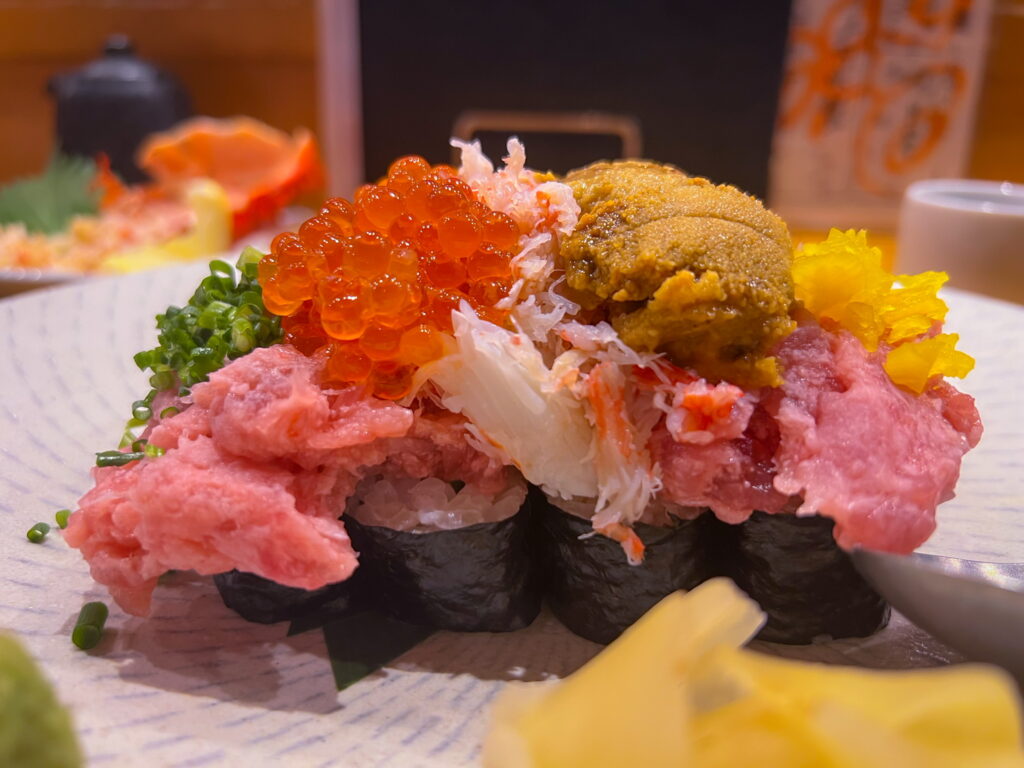 渋谷　魚真　メニュー　名物のっけ寿司